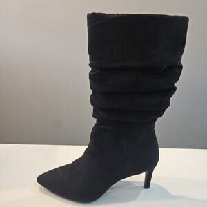 Alfani Women Pointed Toe Stiletto Slouch Boots Lissa Size 5M Faux Suede Side Zip